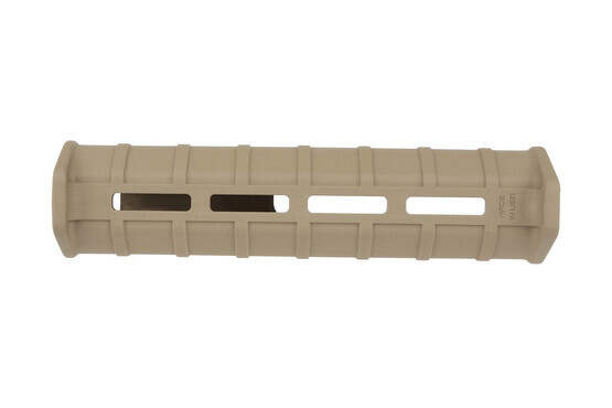 The Magpul Mossberg 590 MOE forend flat dark earth has front and rear hand stops